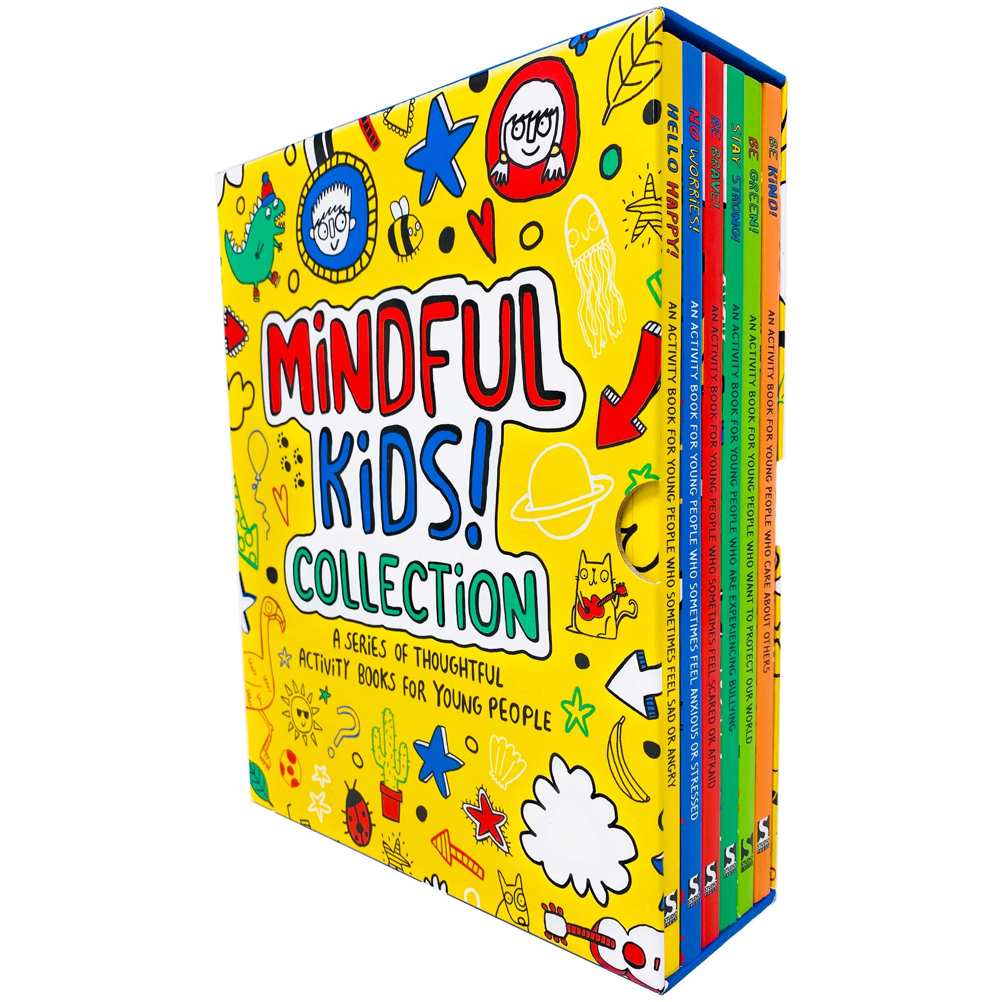 Mindful Kids 6 Books Collection Activity Box Set by Dr. Sharie Coombes - front cover of the paperback box set, ages 5-7
