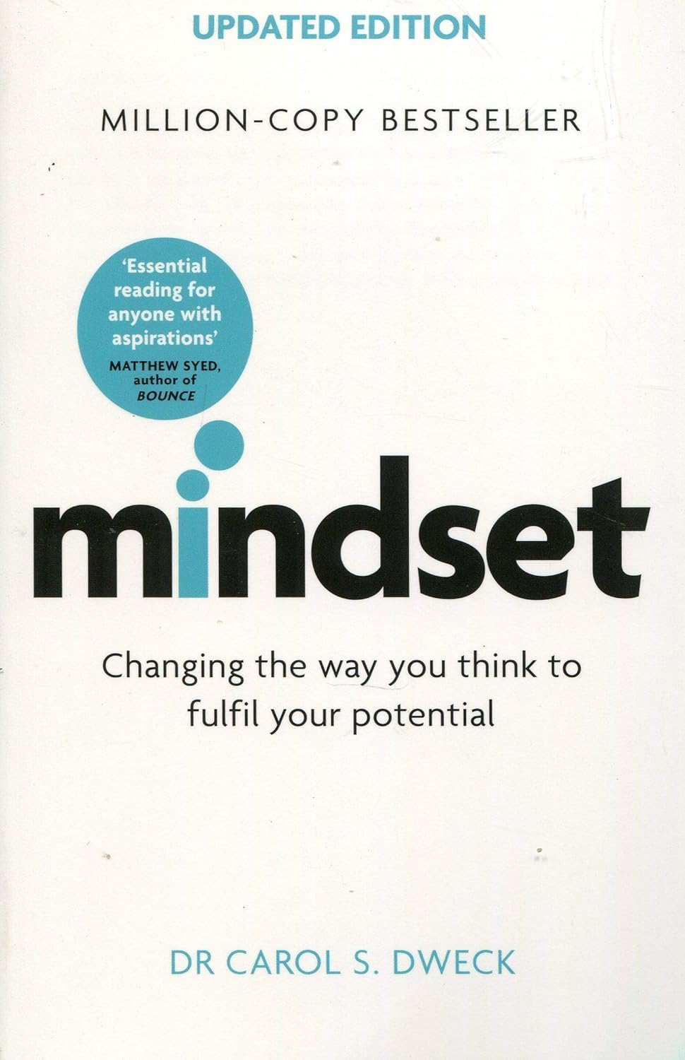 Close-up of Mindset Updated Edition paperback cover by Carol S. Dweck, non-fiction growth mindset book