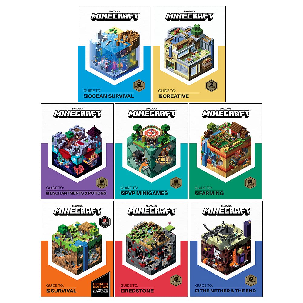 Front cover of the Official Minecraft Guides 8-book hardback collection set
