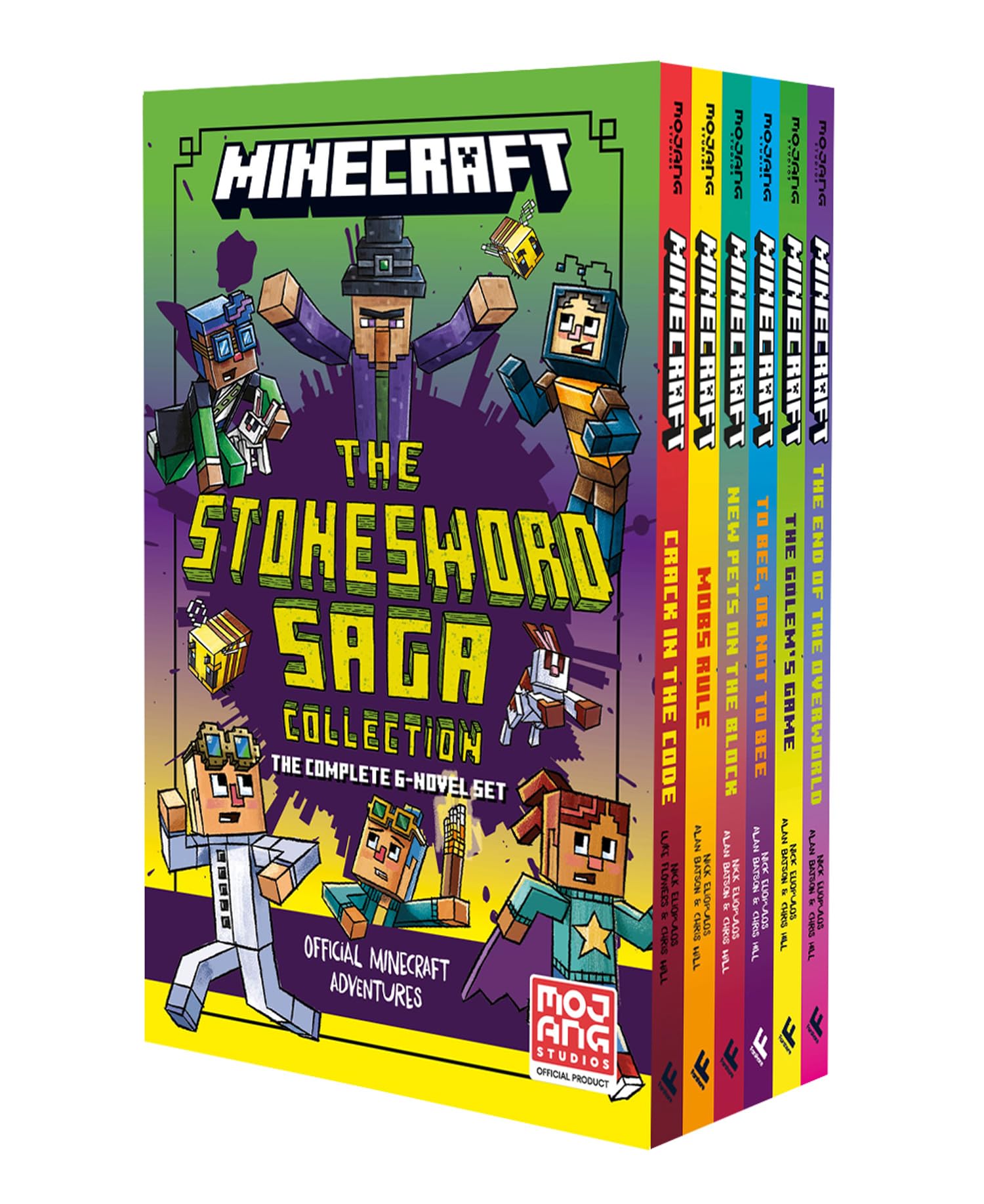 Minecraft Stonesword Saga 6-book paperback box set front cover showing all six titles by Mojang AB