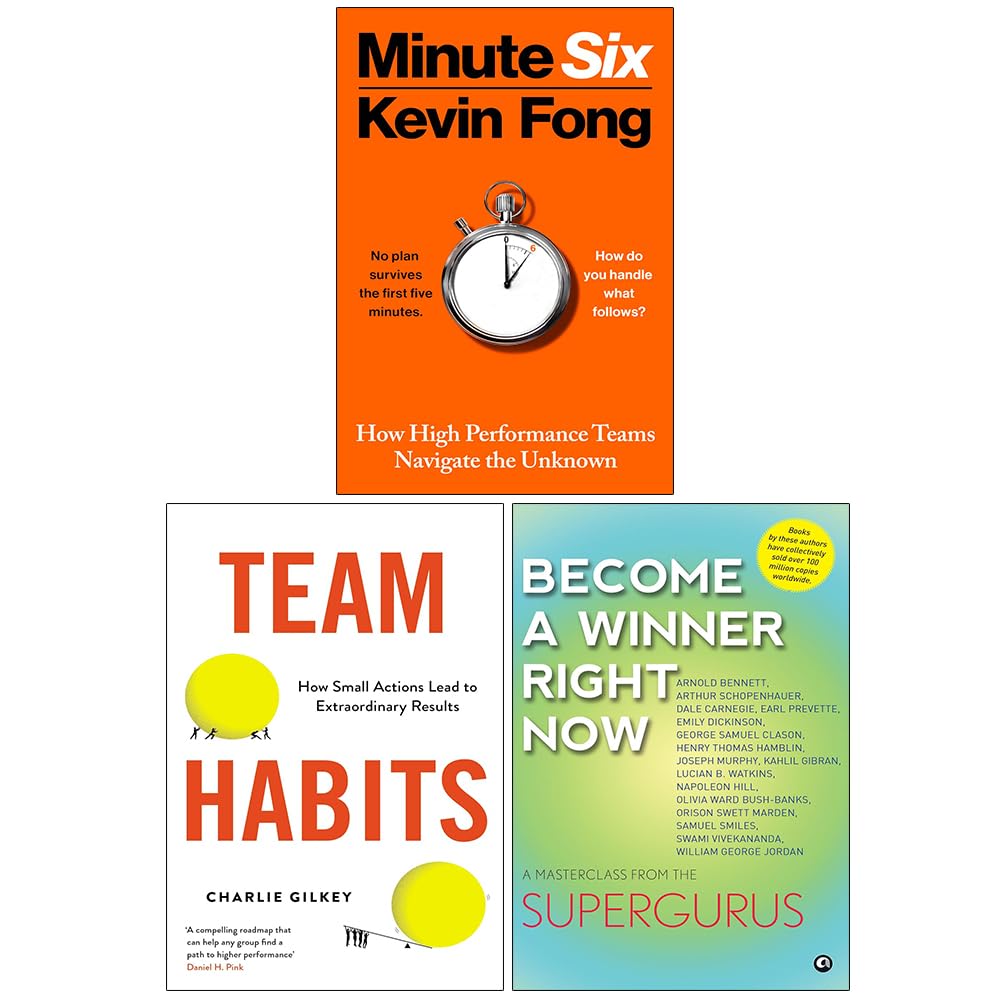 Minute Six, Team Habits & Become a Winner Right Now 3 book paperback collection set, front covers shown together