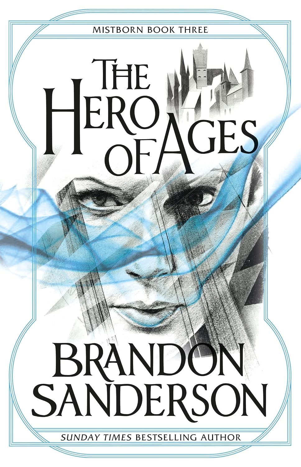 Close-up of the Mistborn Trilogy paperback spines showing all three book titles