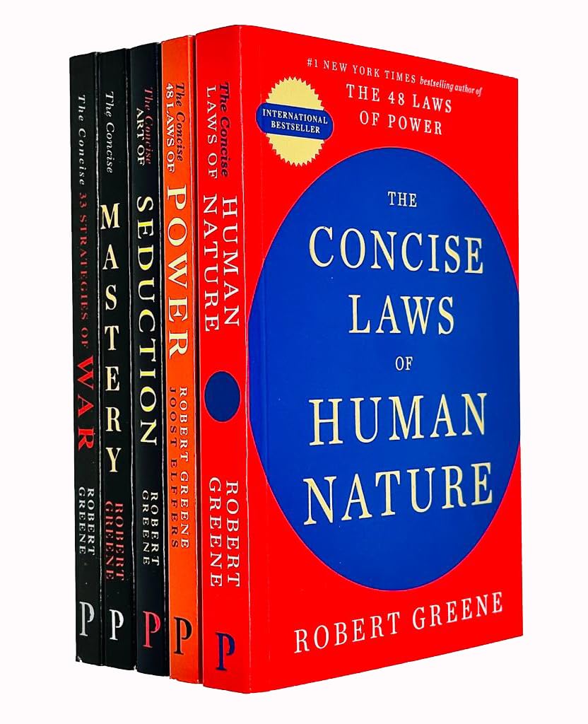 Front covers of all five paperback books in the Modern Machiavellian Series by Robert Greene, displayed together.