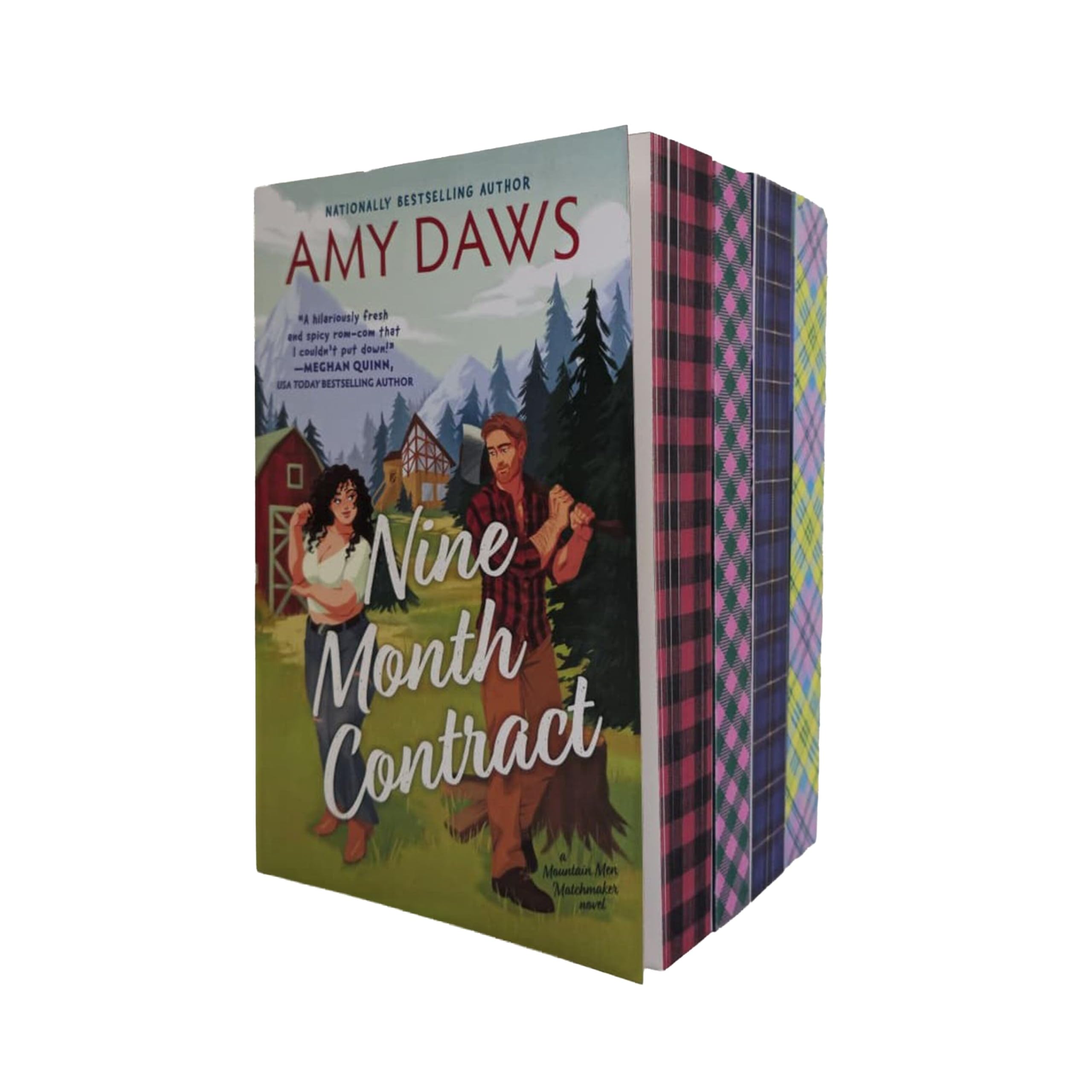 Mountain Men Matchmaker Series by Amy Daws paperback set, close-up view of sprayed edge pages and book spines