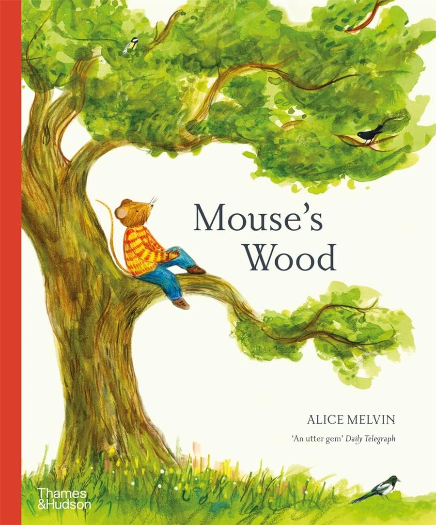 Mouse's Wood: A Year in Nature by Alice Melvin - front cover of the picture book showing Mouse in the woodland