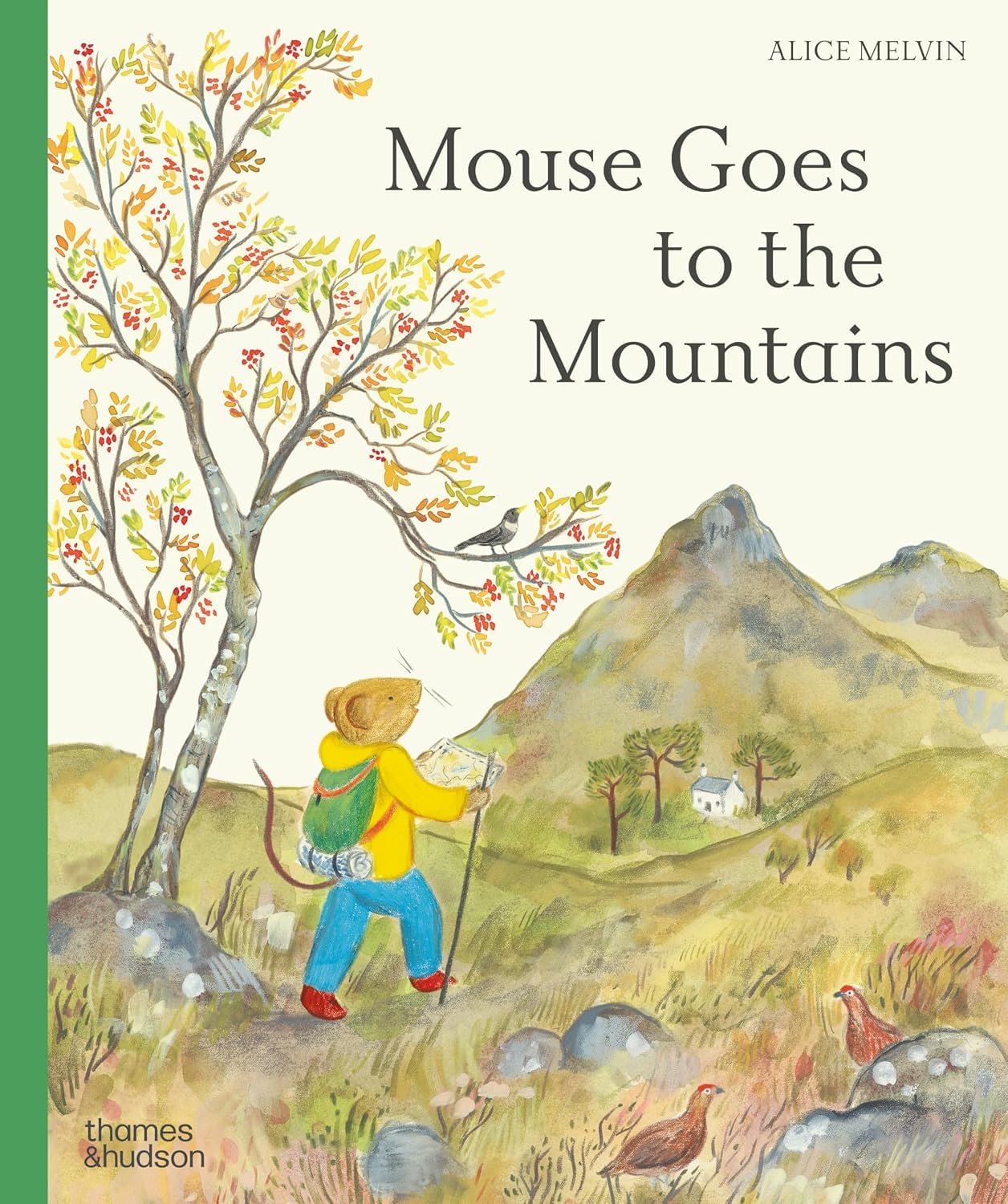 Mouse Goes to the Mountains: A Hike Through Nature by Alice Melvin - front cover of Mouse hiking through mountain scenery