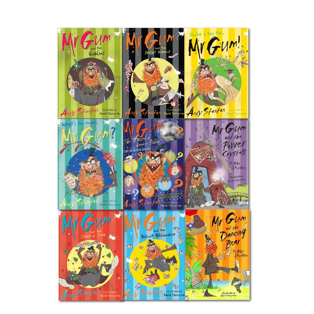 Mr Gum 9 books collection set stacked together showing spines and paperback format
