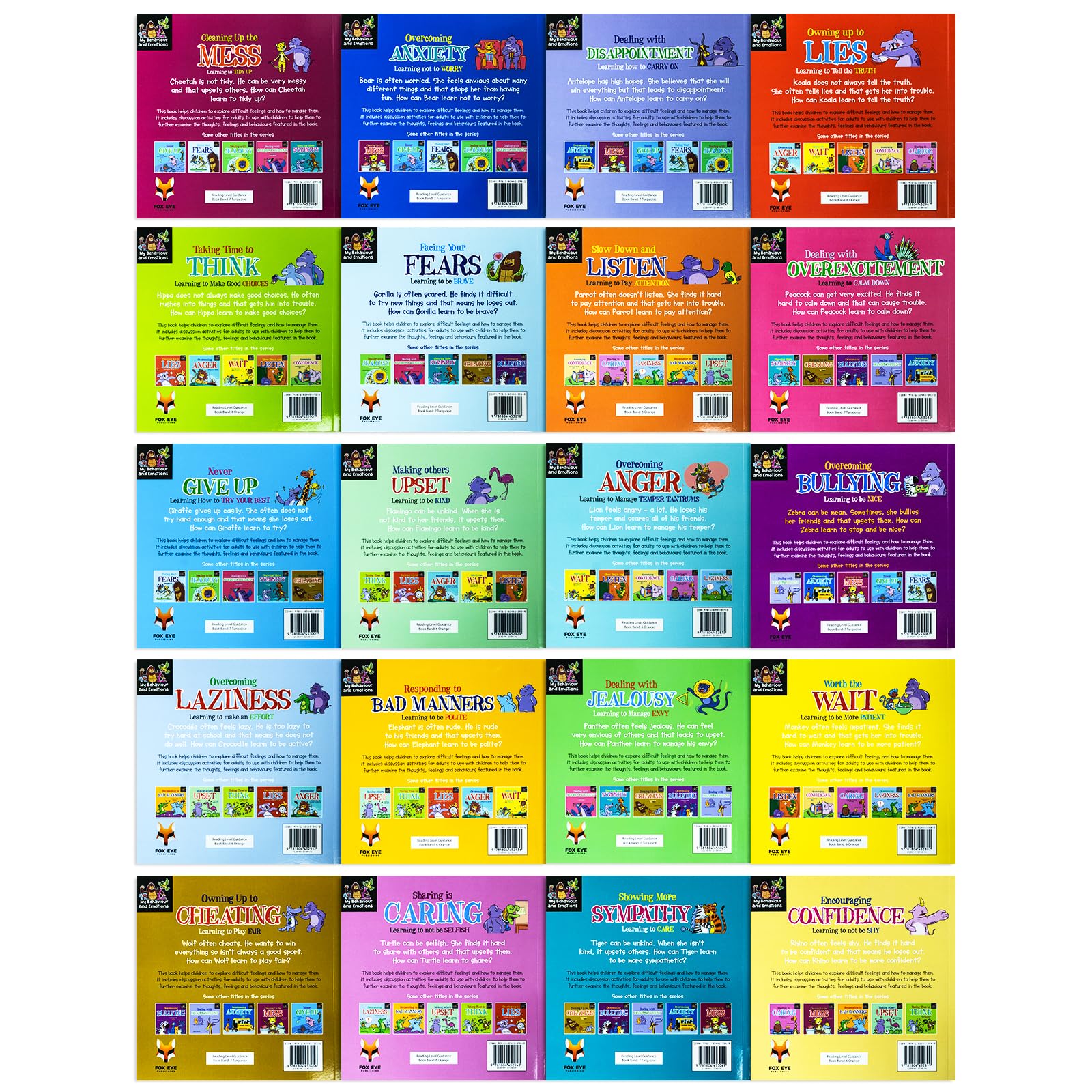 My Behaviour and Emotions Library paperback set - all 20 individual behavior and emotions books fanned out
