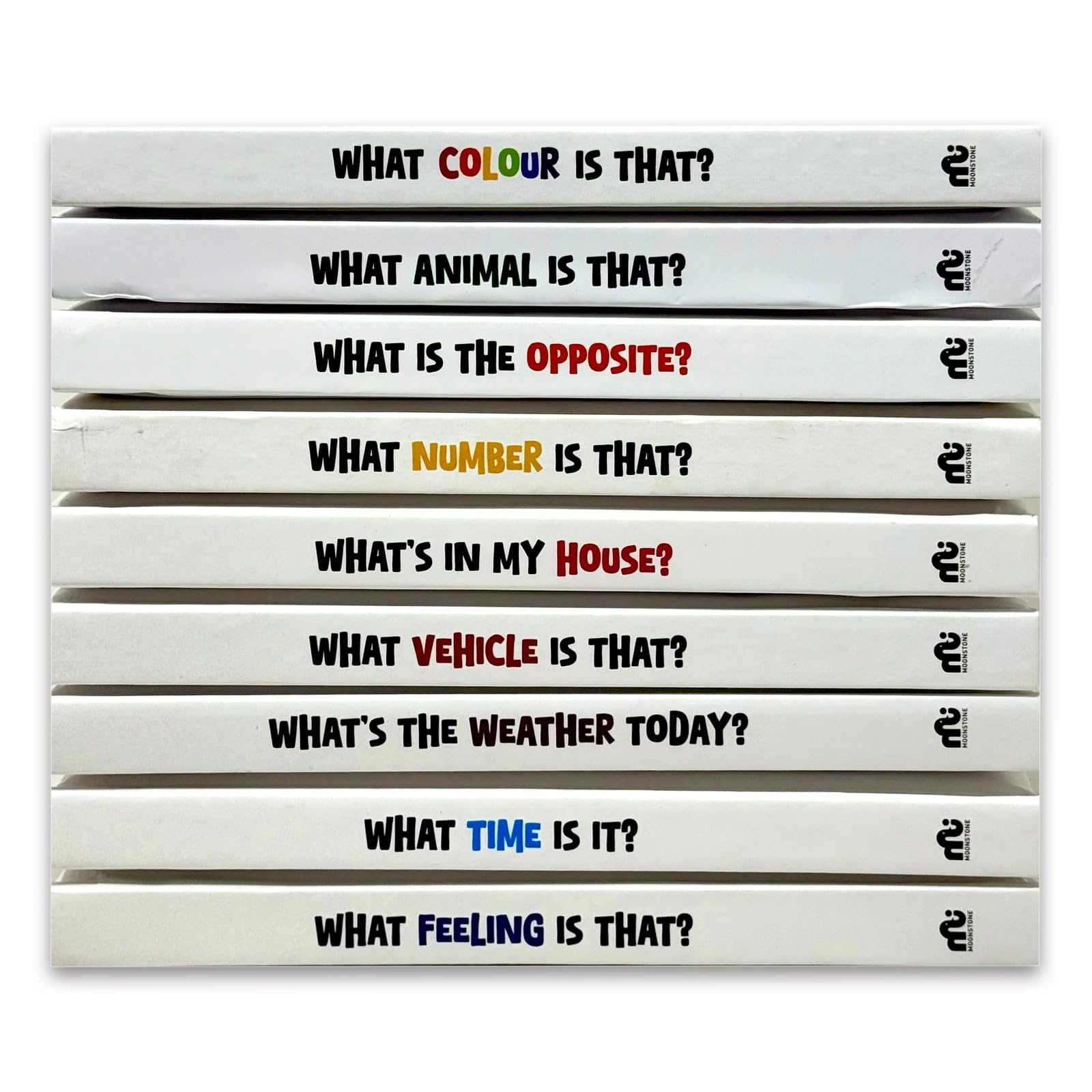My First Learning 9 Books Collection Set - back cover view listing all nine board book titles including weather, time, and feelings