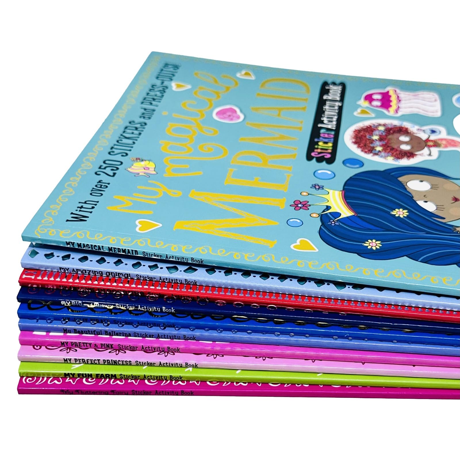 Inside page spread from a My First Stickers activity book showing sticker scene and press-out card