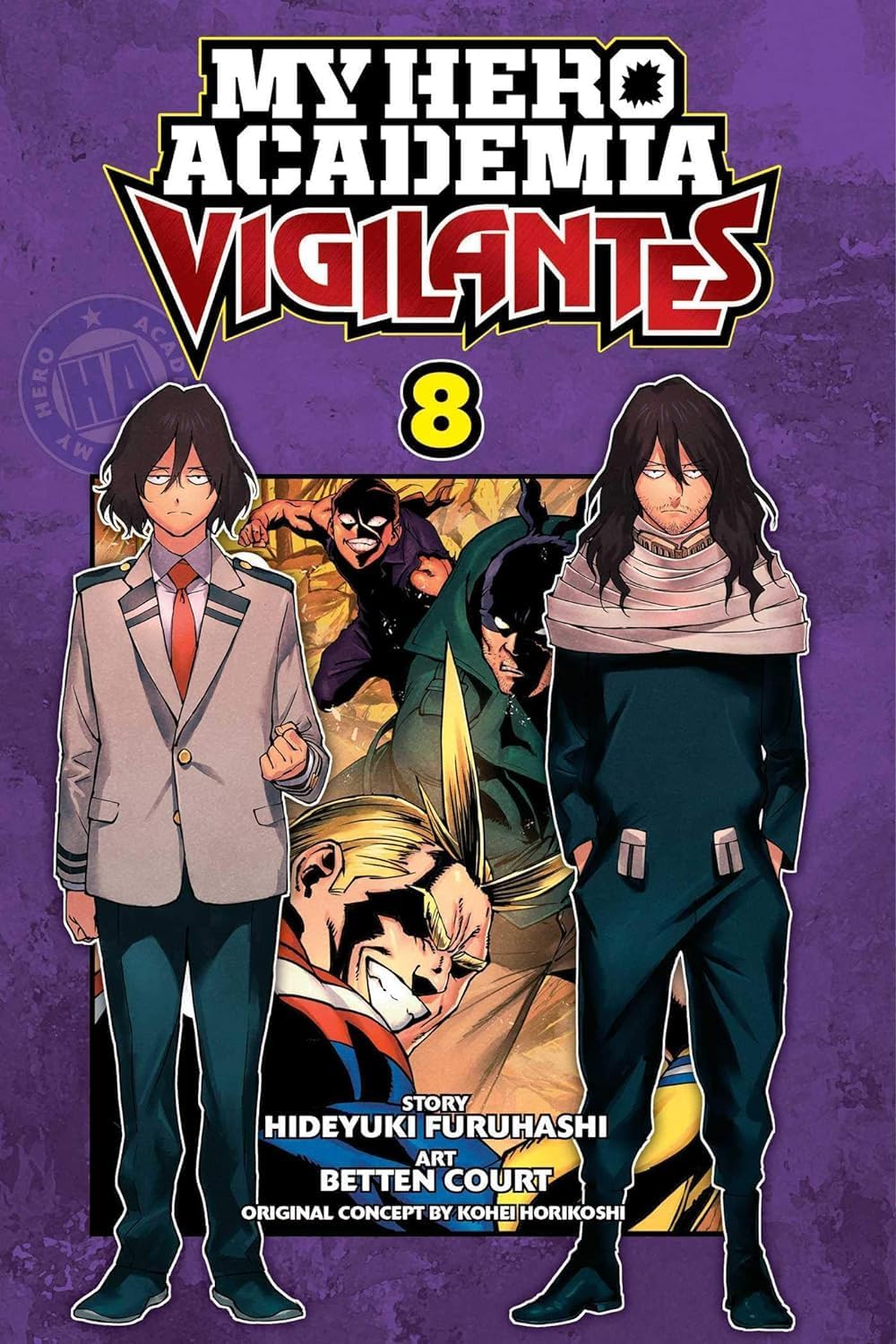 My Hero Academia: Vigilantes, Vol. 8 paperback front cover, action-packed volume in the Vigilantes manga set