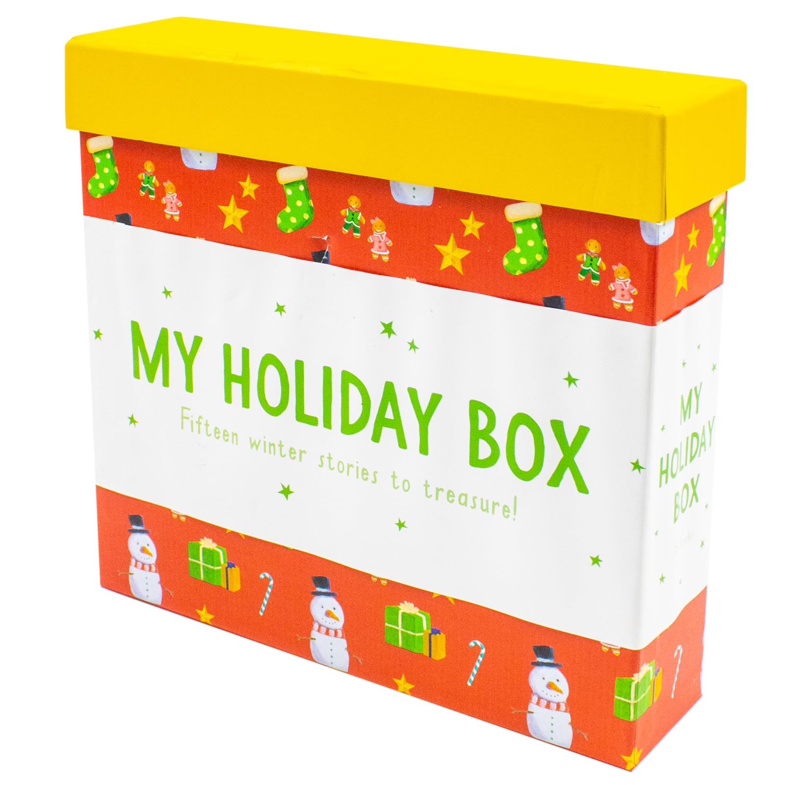front of the My Holiday Box gift box showing all 15 winter and Christmas paperback storybooks