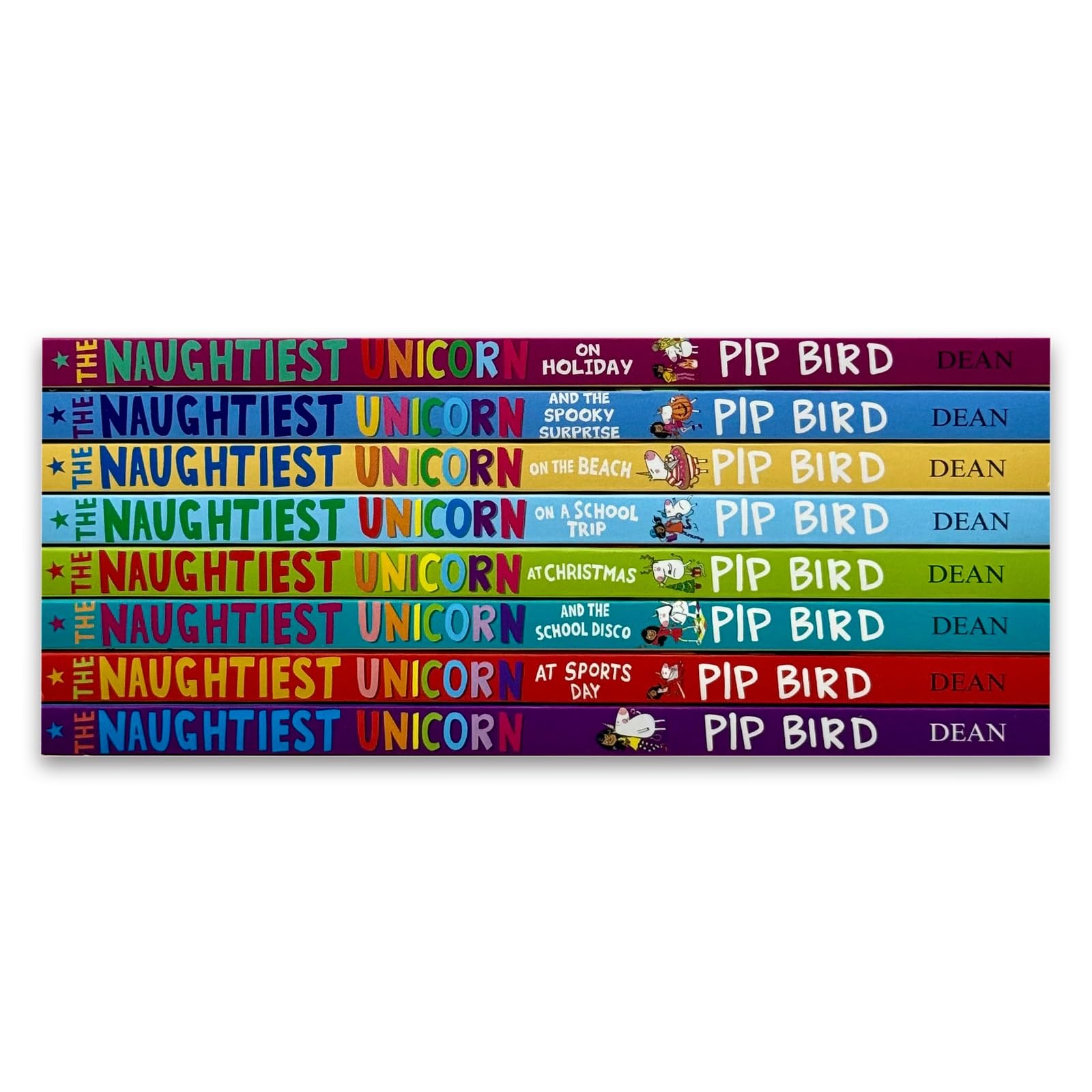 The Naughtiest Unicorn 8 paperback books fanned out showing all titles in the collection set