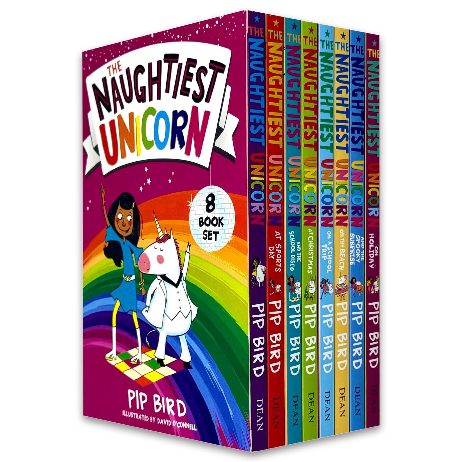 The Naughtiest Unicorn 8 Books Collection Set by Pip Bird - front cover of the full paperback box set
