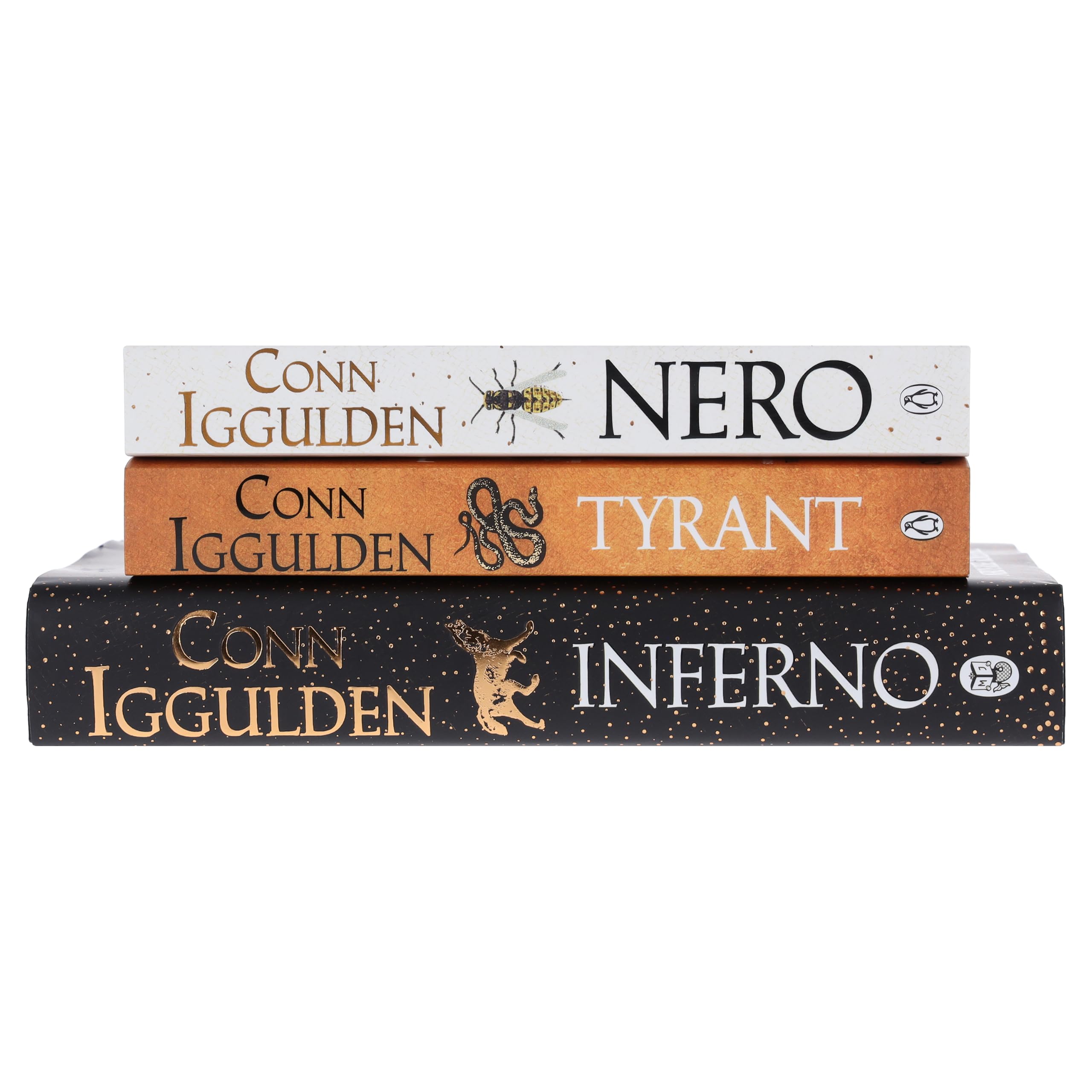 Close-up hardback cover artwork of Inferno, the final book in the Nero Trilogy by Conn Iggulden