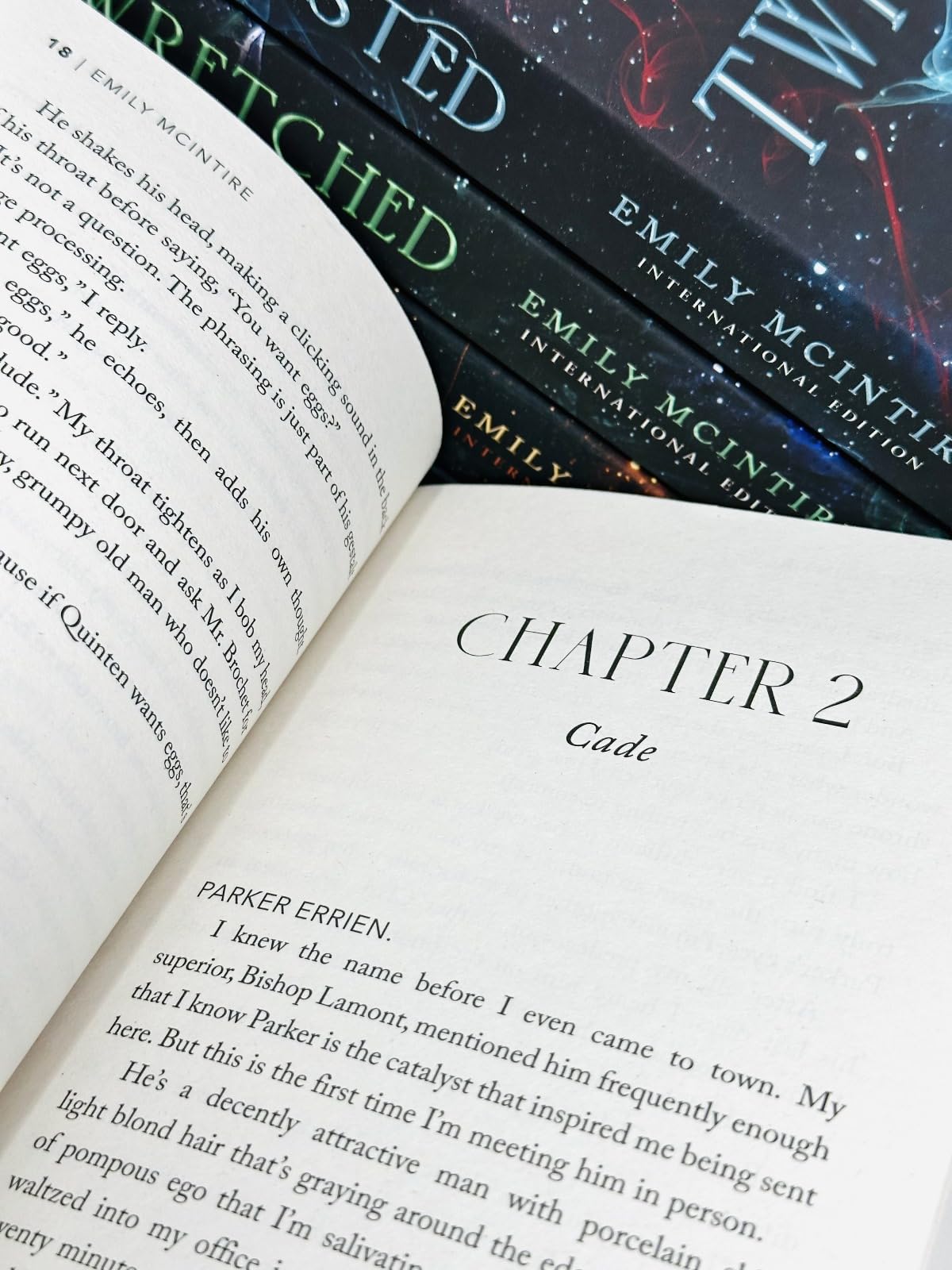 Never After Series by Emily McIntire - close-up of individual paperback covers including Hexed and Hooked