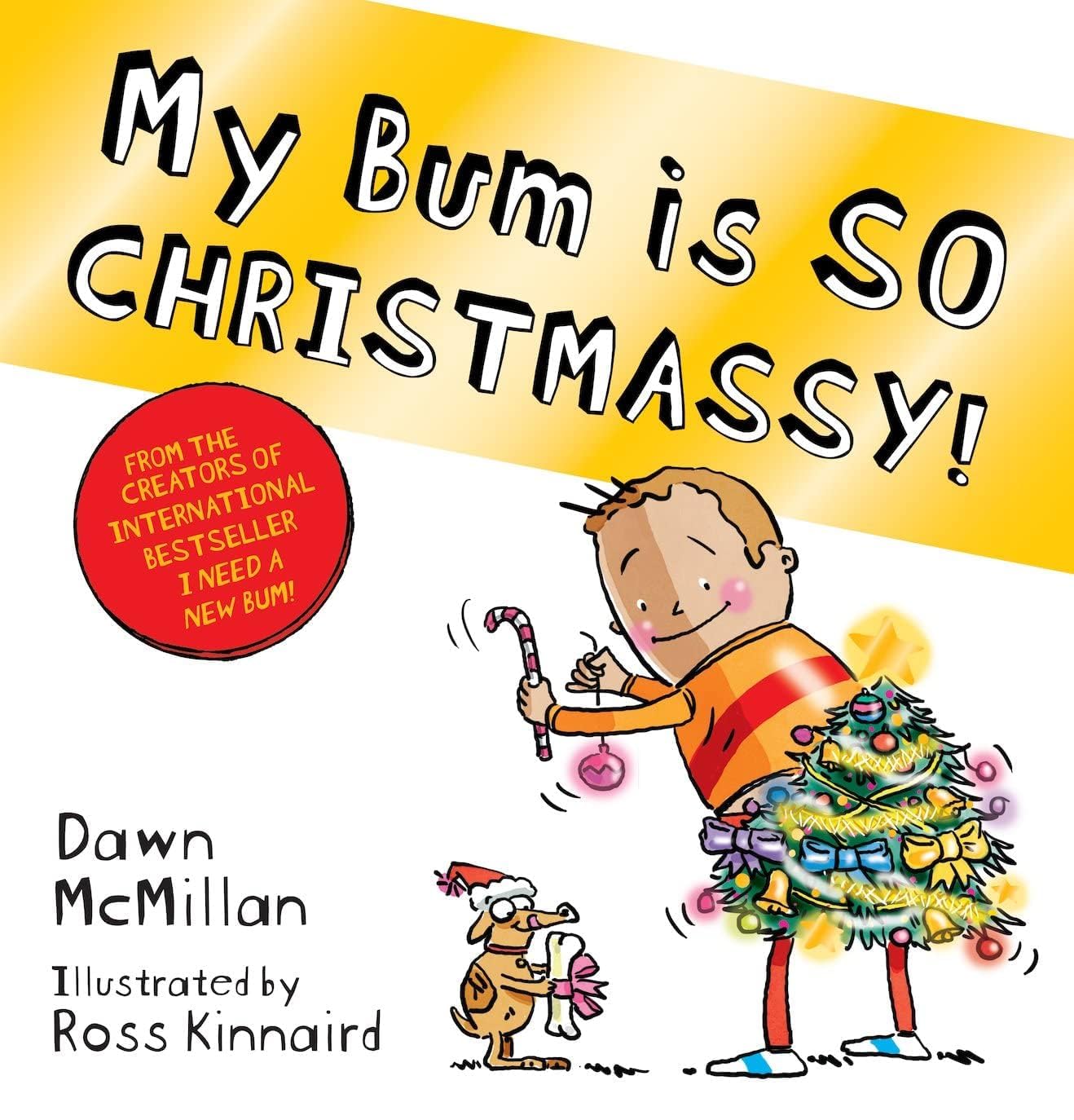 Close-up of I Need a New Bum! and I've Broken My Bum! paperback covers from the set