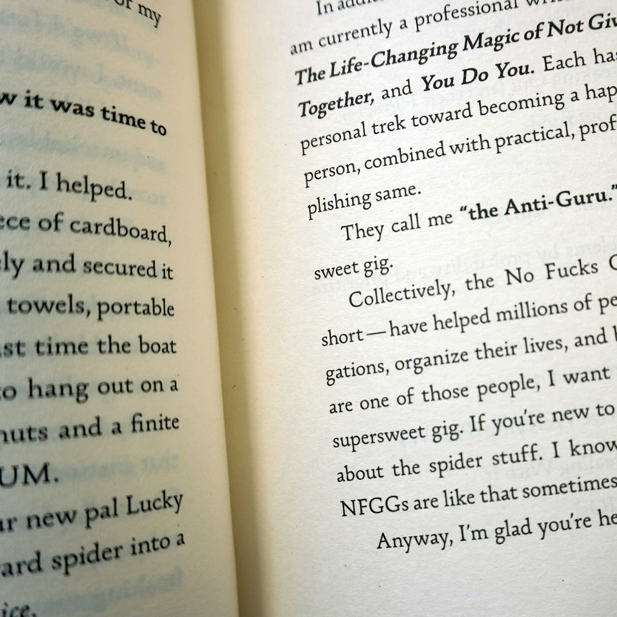 All five paperback books from Sarah Knight's No F*cks Given Guide series fanned out together