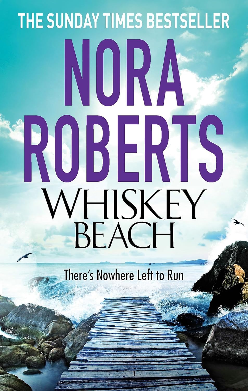 Close-up of Whiskey Beach and The Witness paperback covers from the Nora Roberts 5 book collection set
