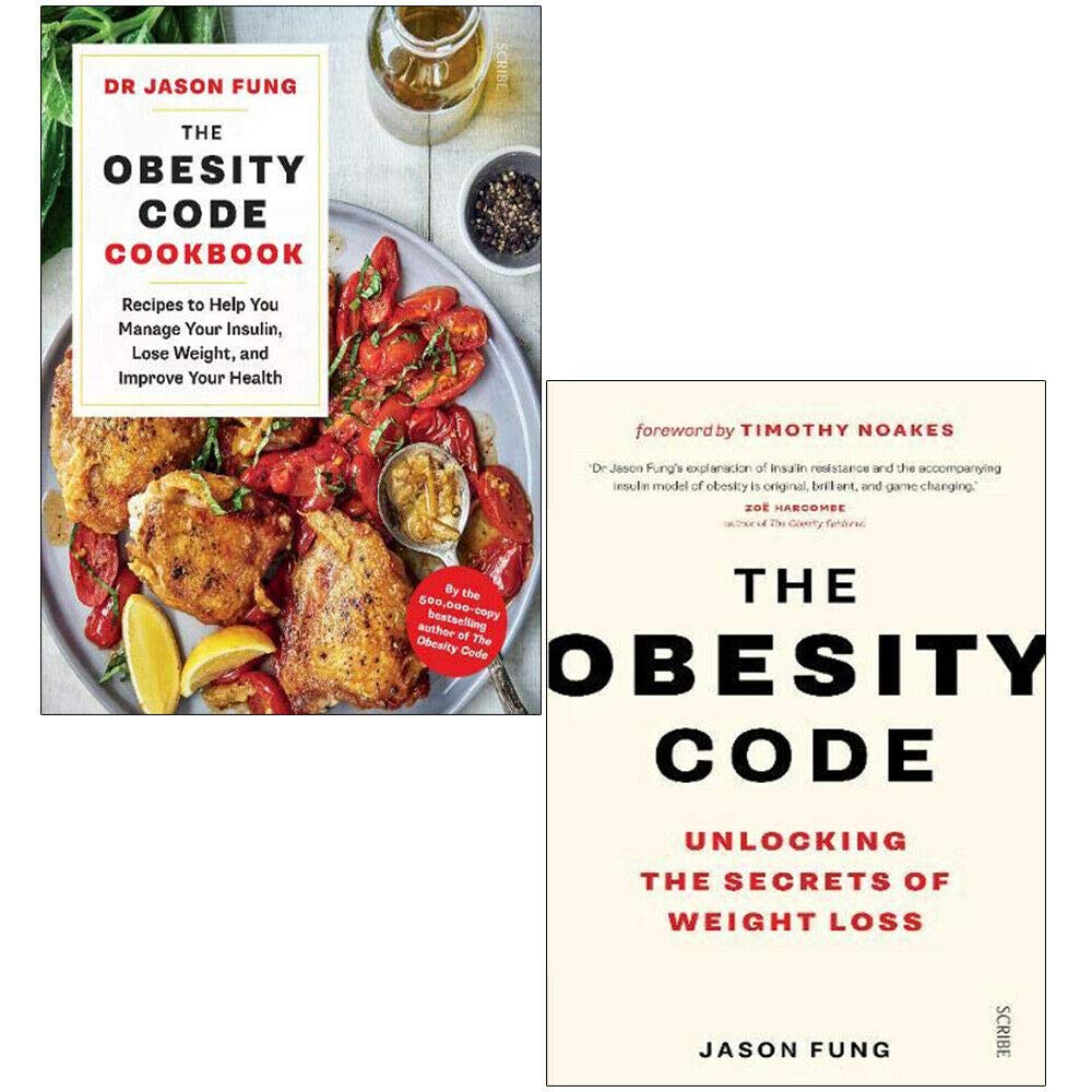 Dr Jason Fung Obesity Code 2 Books Collection Set paperback front cover showing The Obesity Code and The Obesity Code Cookbook