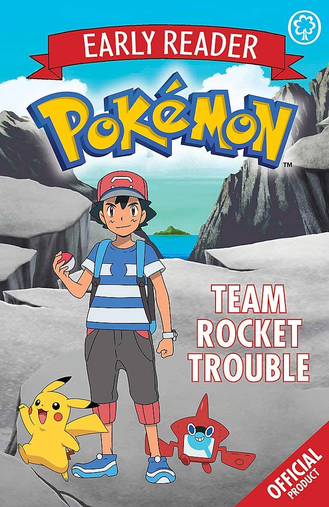 The Official Pokémon Early Reader 8 Books Collection Set, paperback, ages 5-7 - close-up of Team Rocket Trouble and Battle on Alola covers