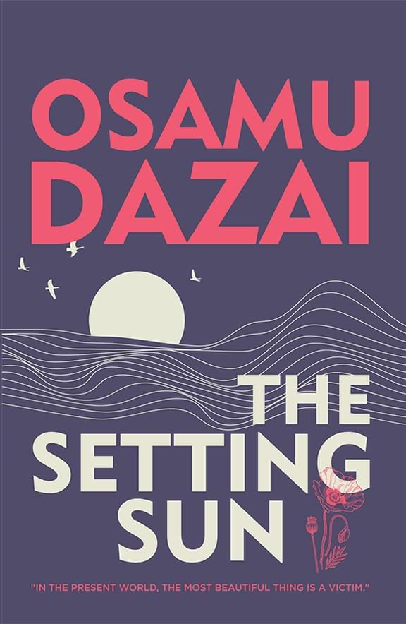 Close-up of the cover designs for The Setting Sun and No Longer Human paperback editions by Osamu Dazai.