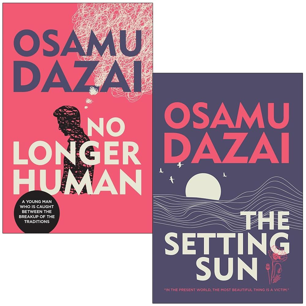 Osamu Dazai 2 Books Collection Set paperback front covers of The Setting Sun and No Longer Human displayed together.