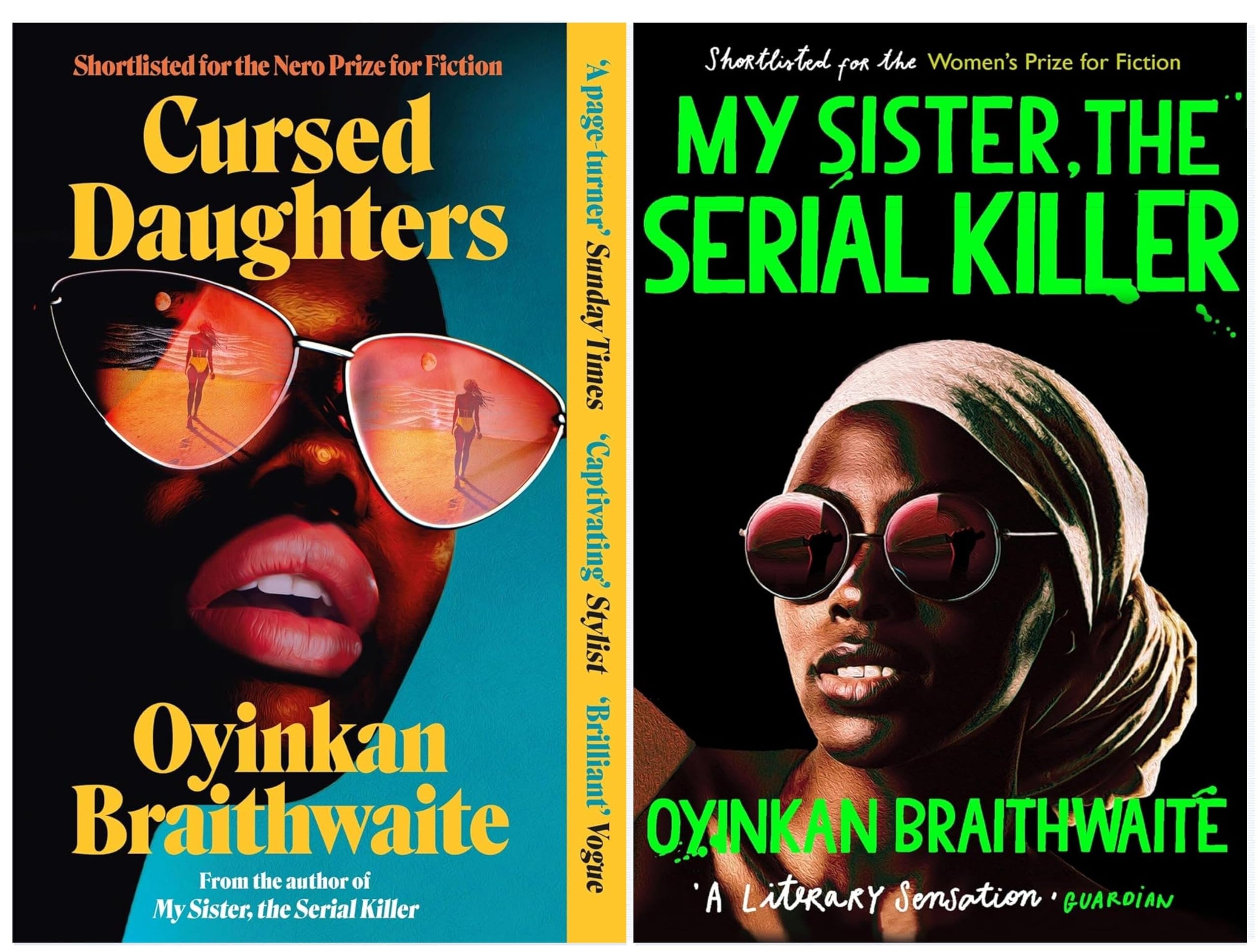 Front cover of the Oyinkan Braithwaite 2 Books Set featuring My Sister, the Serial Killer and Cursed Daughters paperback editions