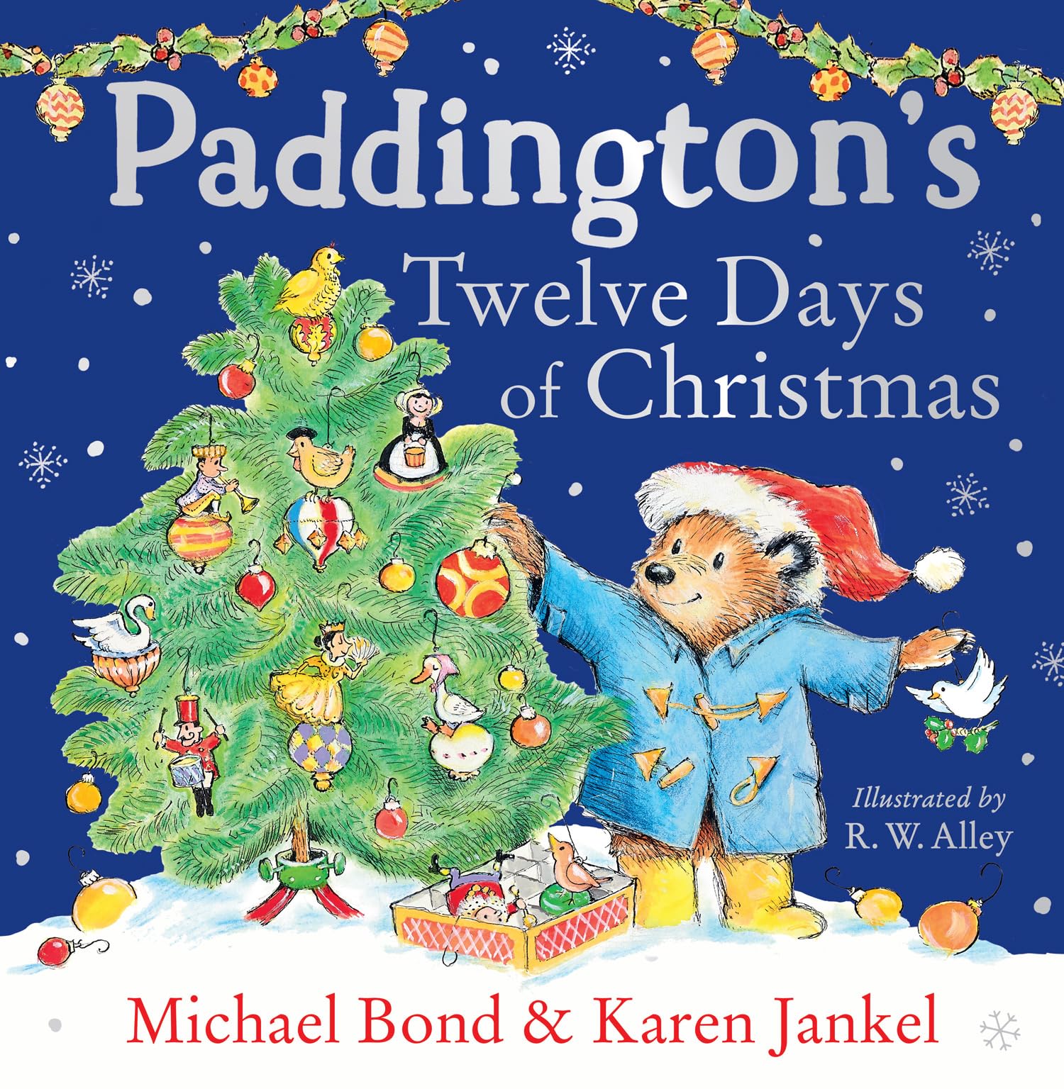 Paddington's Twelve Days of Christmas by Michael Bond - hardcover front cover, Christmas picture book for kids ages 3-6