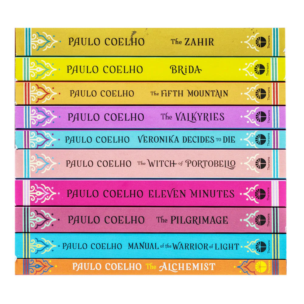 Stacked arrangement of the Paulo Coelho Classics Collection paperback books showing spine and cover details