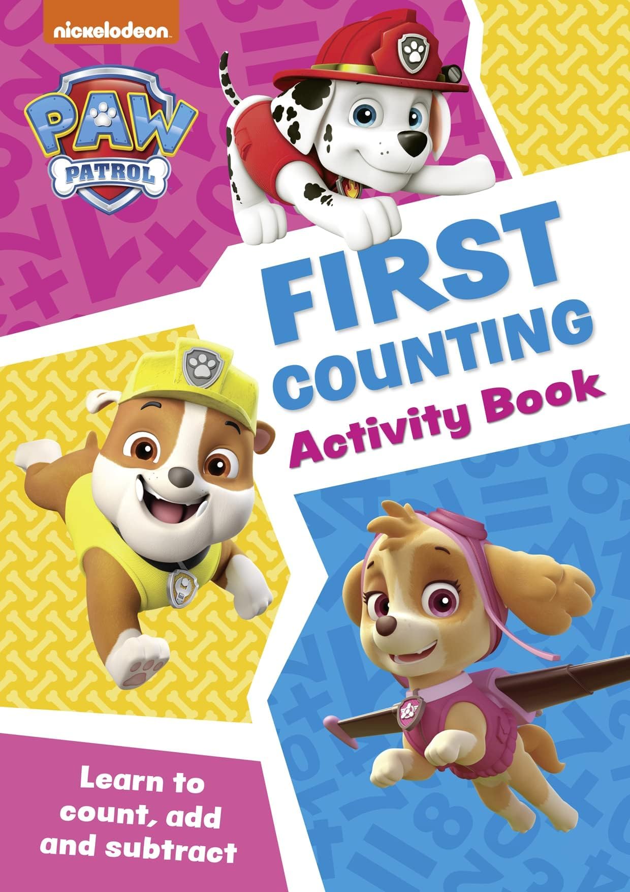 Front cover of PAW Patrol Telling The Time Activity Book featuring a clock-reading activity theme