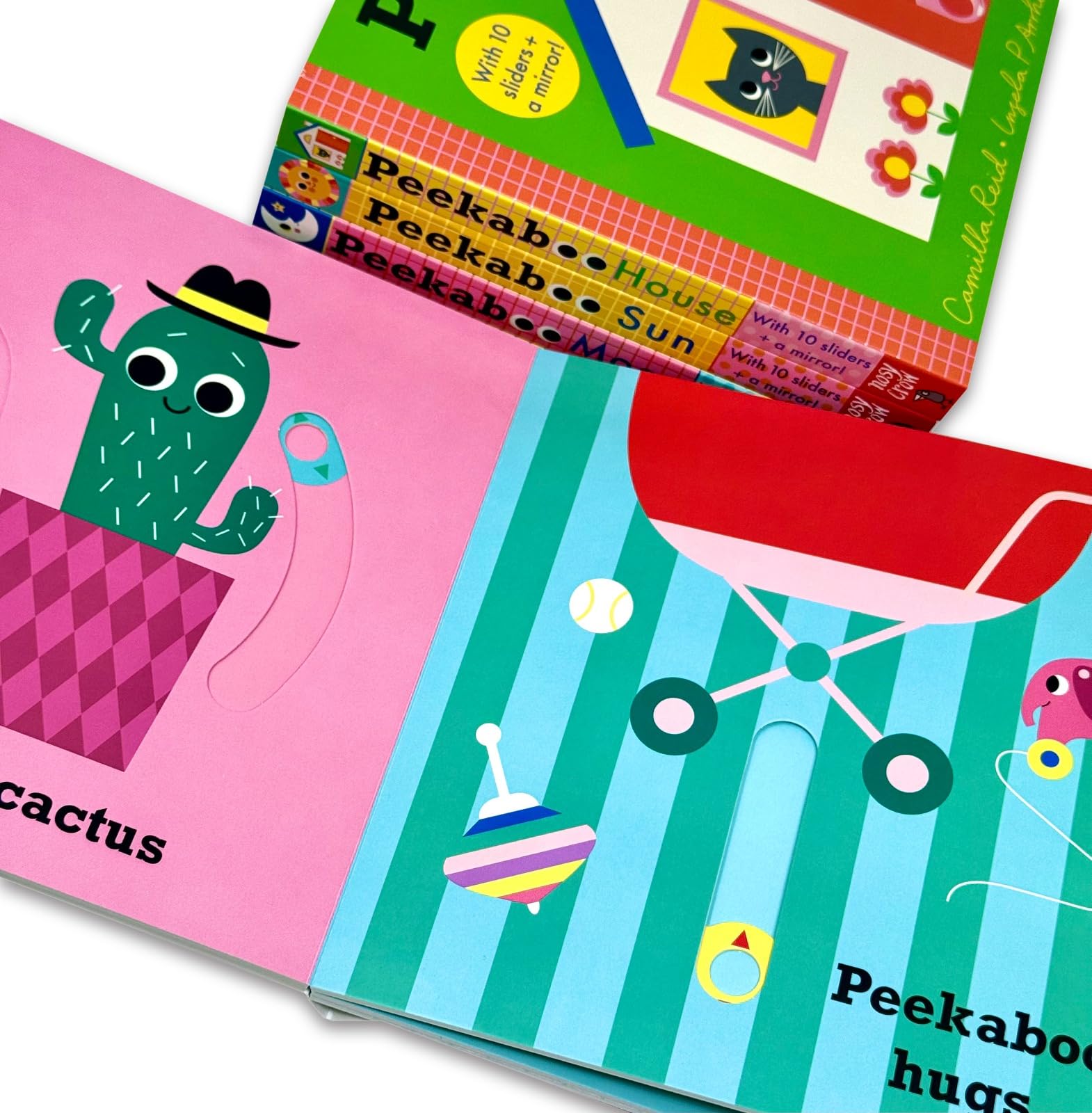 Inside page spread of Peekaboo House board book illustrated by Ingela P Arrhenius