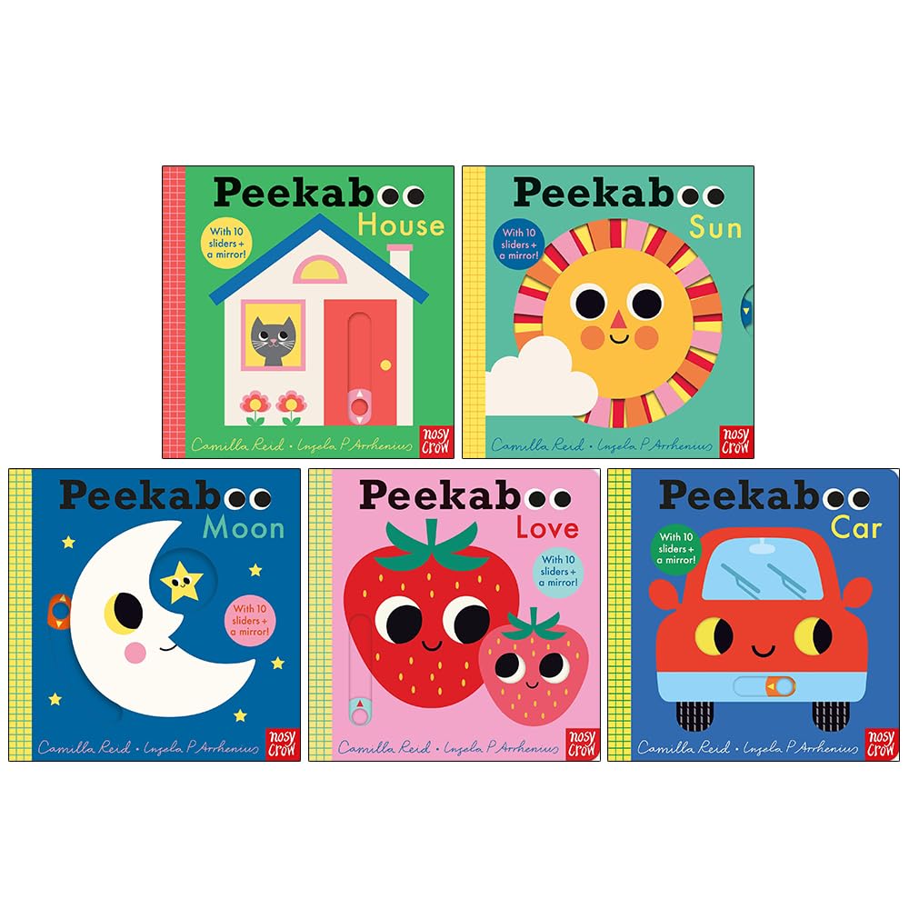 Inside page spread of Peekaboo Sun board book showing bright sunny illustrations