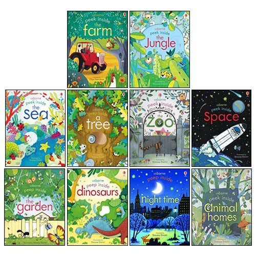 front cover of the full Peep Inside 10 board book set showing all ten titles