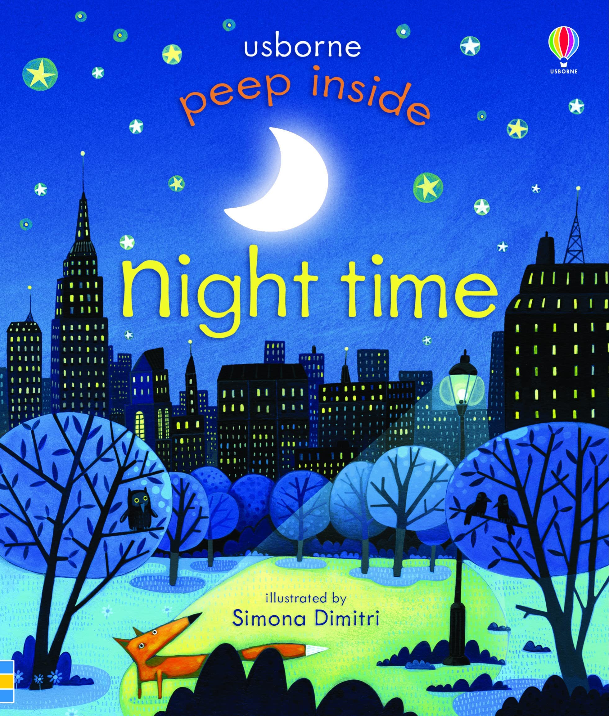 close-up of a Peep Inside board book cover showing the die-cut peep-hole detail