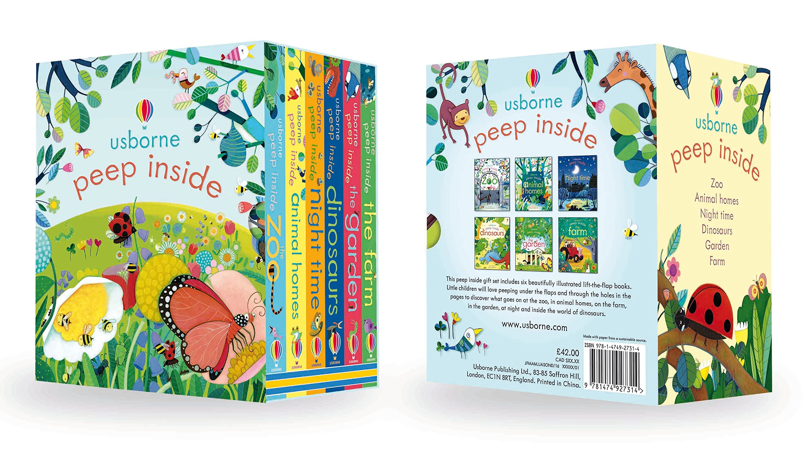 Peep Inside 6 board books collection set by Anna Milbourne front cover box, ages 2-5 lift-the-flap books