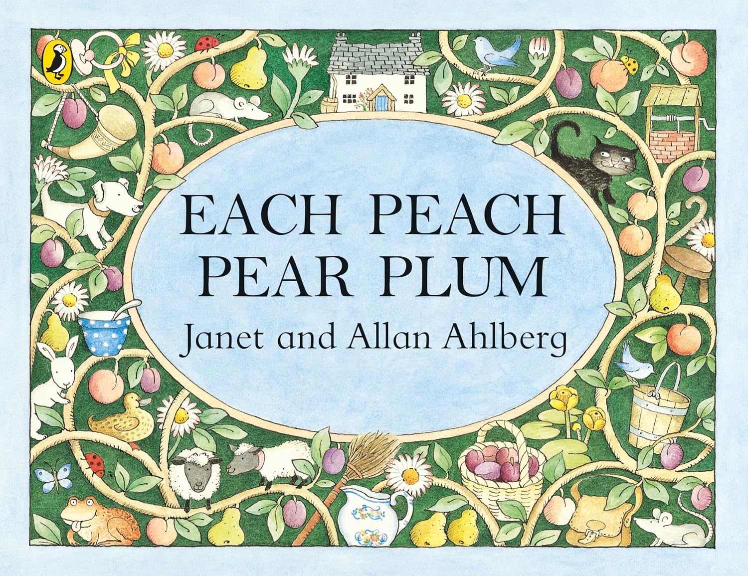 Peepo! by Janet and Allan Ahlberg paperback picture book cover with die-cut peephole detail