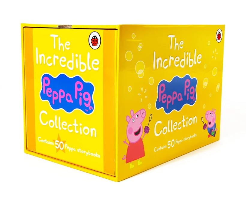 Peppa Pig 50 book paperback collection - full set of storybooks fanned out showing spines