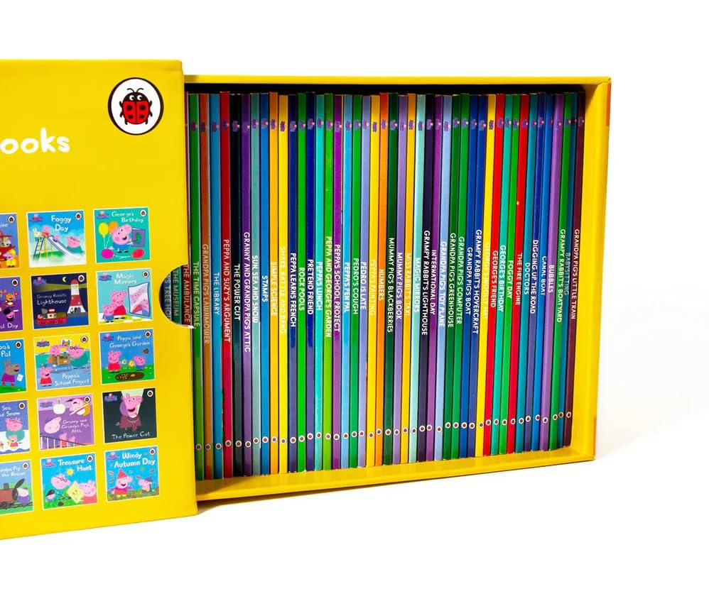 Peppa Pig 50 books box set - back of the box showing collection details and age range