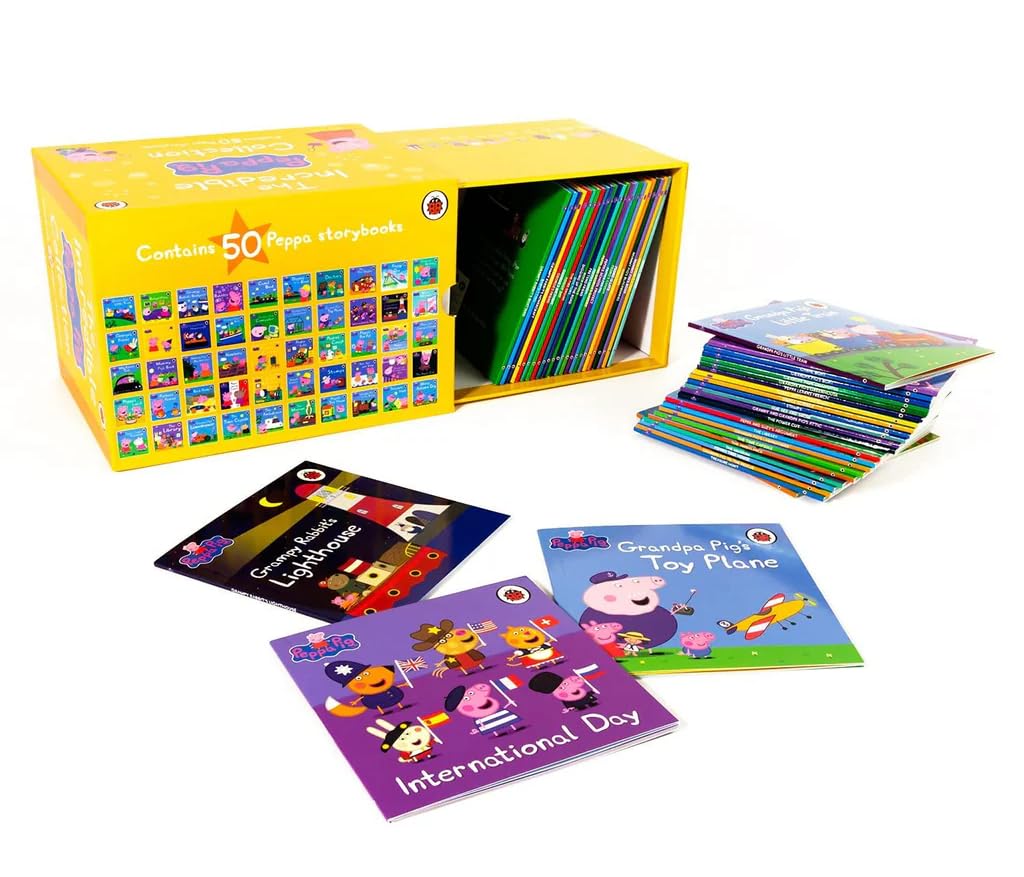 Peppa Pig storybooks - stack of paperback books from the collection showing colorful illustrated covers