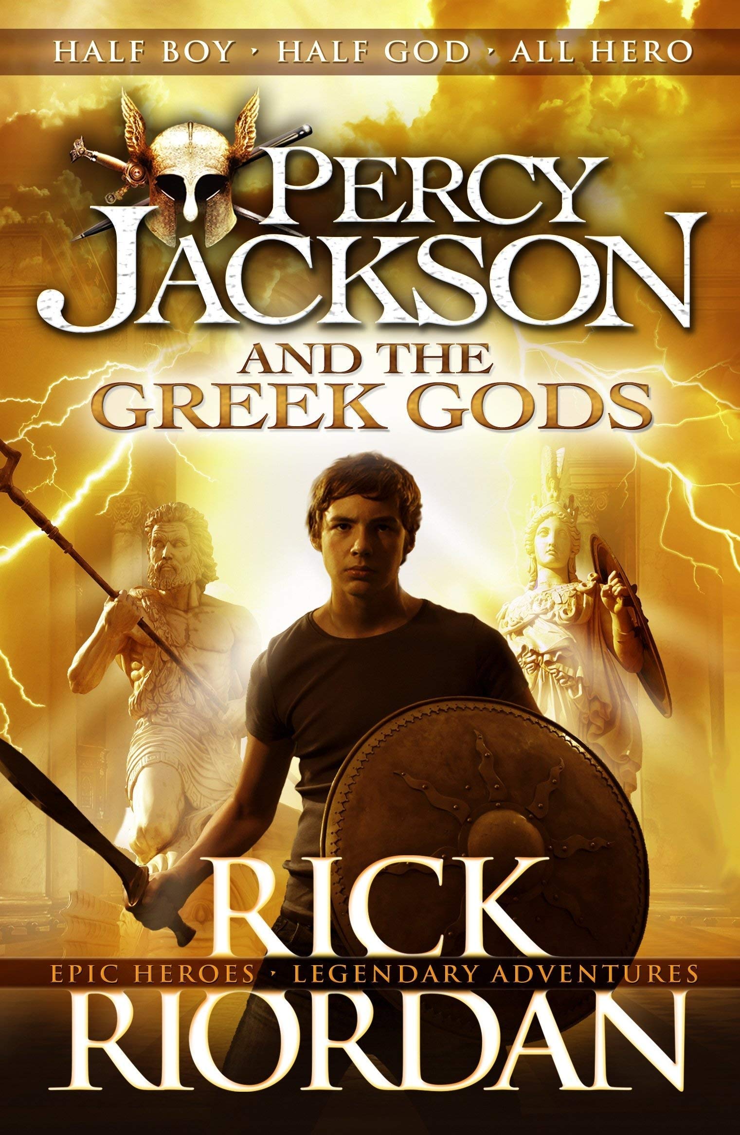 Back cover view of the Percy Jackson Greek Myths 2-book paperback set by Rick Riordan, Puffin publisher