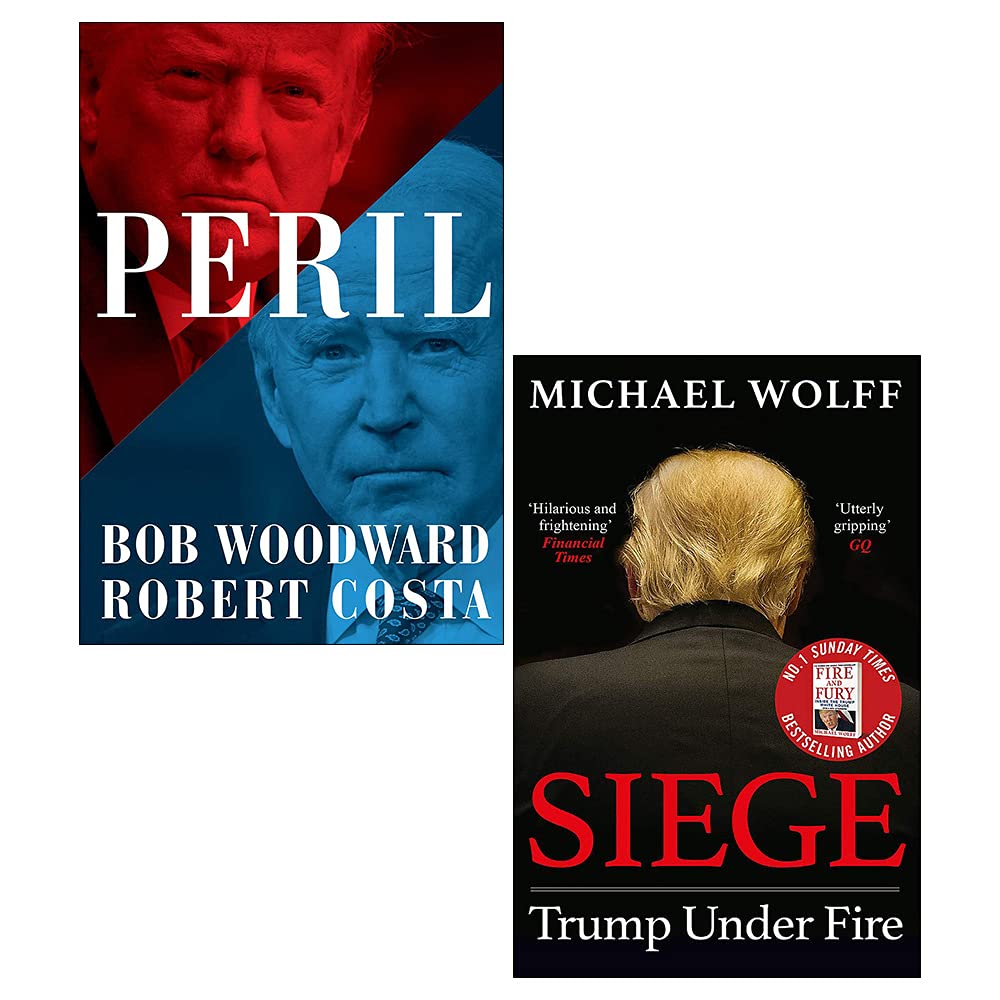 Peril & Siege 2 Books Collection Set paperback front covers by Bob Woodward, Robert Costa and Michael Wolff