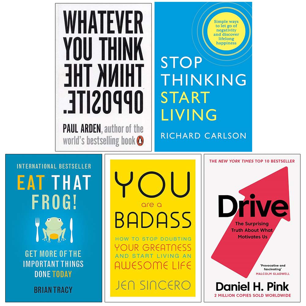 Close-up angled view of the Personal Growth and Productivity 5-book paperback set