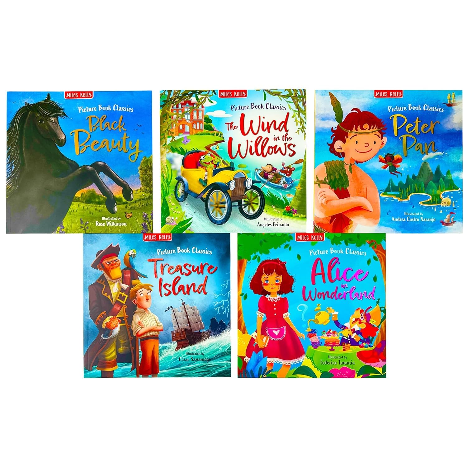 Full Picture Book Classics collection fanned out showing all 10 titles including Treasure Island and The Wizard of Oz