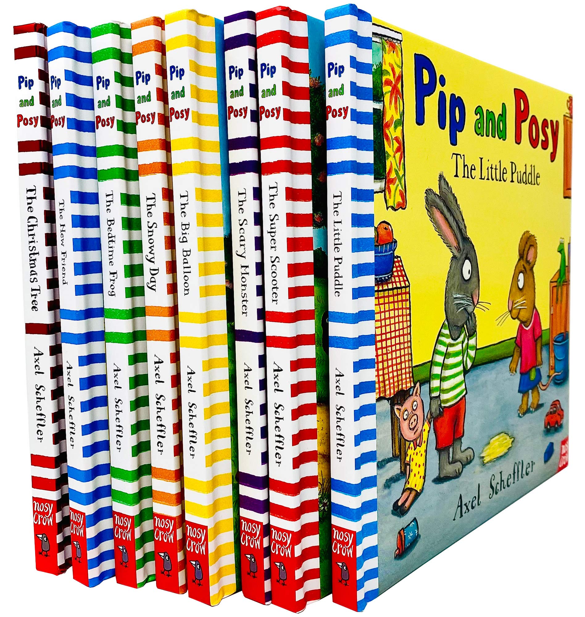 Pip and Posy 8 board books fanned out showing all titles including The Snowy Day and The Christmas Tree