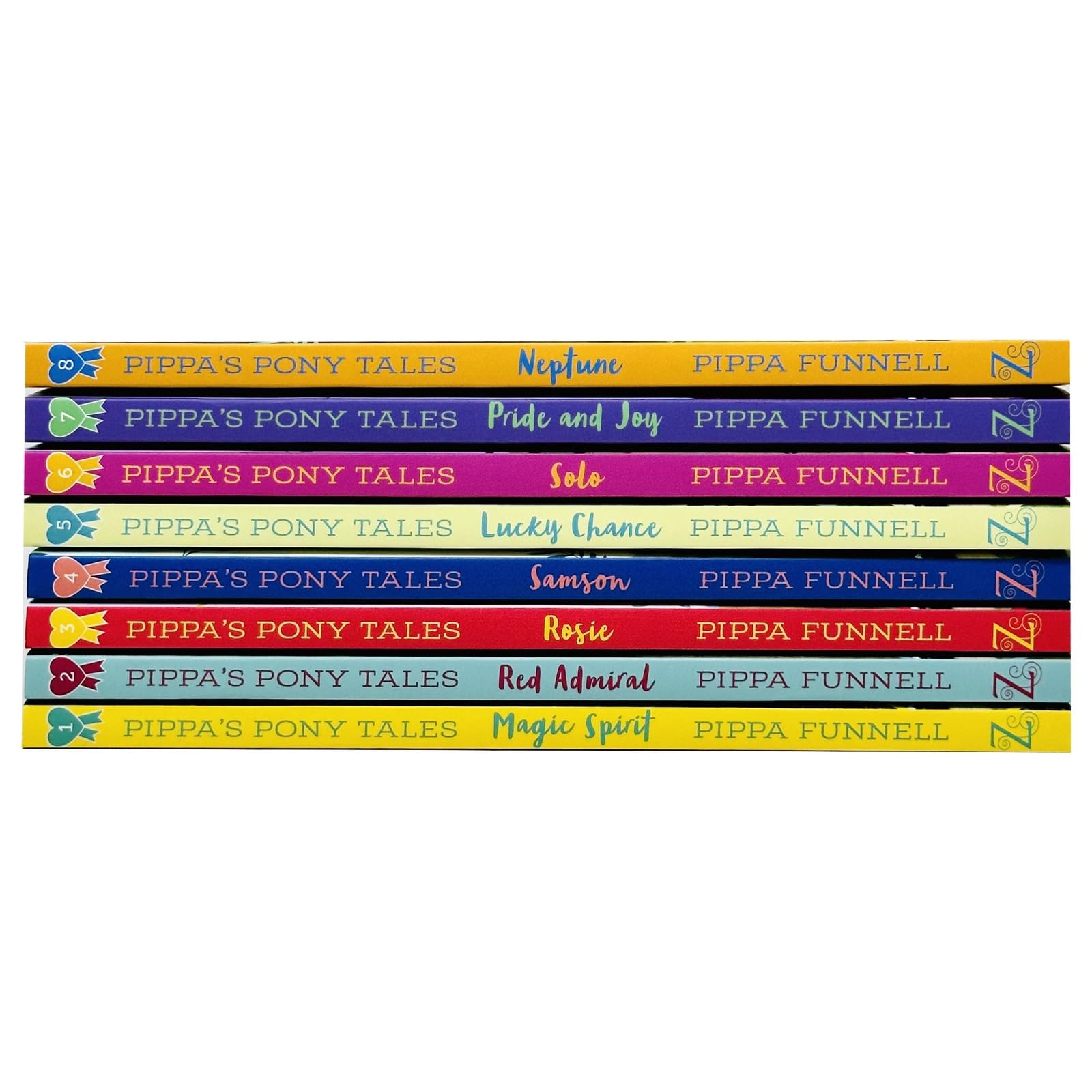 Pippa's Pony Tales 8 book set showing all titles fanned out including Magic Spirit the Dream Horse