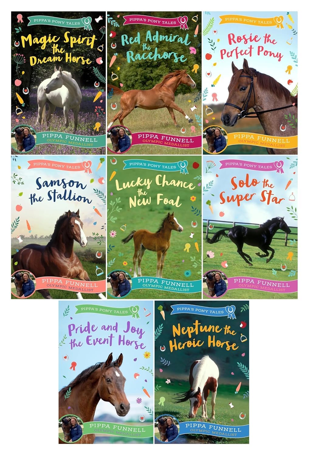 Rosie the Perfect Pony and Samson the Stallion paperback covers from Pippa Funnell's pony adventure series