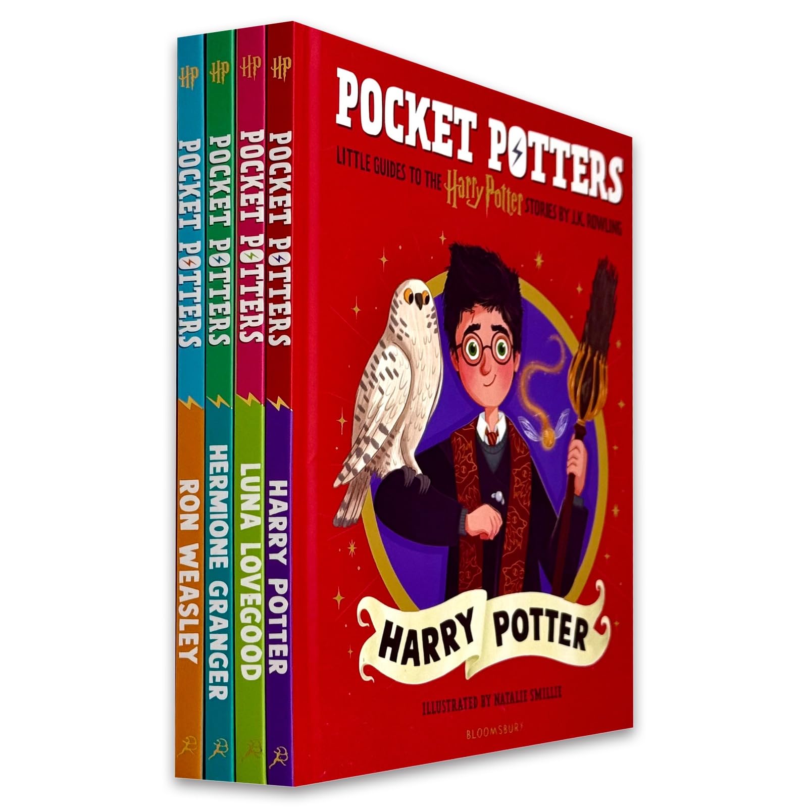 Front cover of the Pocket Potters Little Guides to the Harry Potter Stories 4-book hardcover collection set by J.K. Rowling