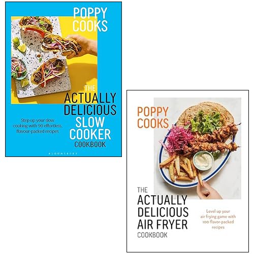 Poppy Cooks by Poppy O'Toole 2 book hardback set - front covers of the Slow Cooker and Air Fryer cookbooks together