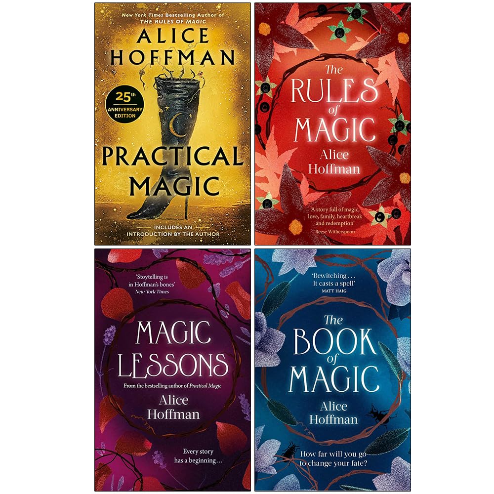 Practical Magic Series 4-book paperback collection by Alice Hoffman stacked at an angle showing cover art